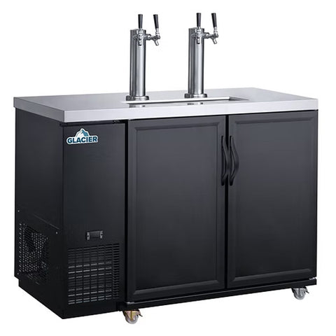 Glacier GDD-49 - 49.9" Bar Cooler with Two Swinging Solid Doors and Two Beer Dispensers