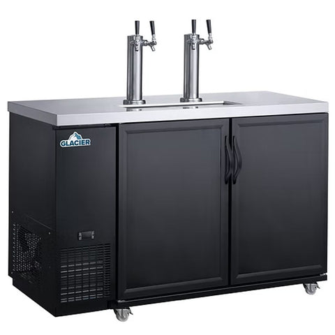 Glacier GDD-61 - 56.9" Bar Cooler with Two Swinging Solid Doors and Two Beer Dispensers