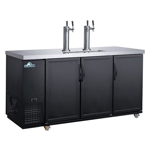 Glacier GDD-73 - 70.4" Bar Cooler with Three Swinging Solid Doors and Two Beer Dispensers