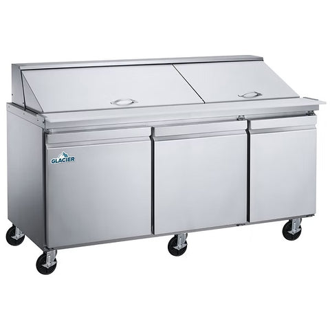 Glacier GMT-72-30 - 72.5" Mega Top Refrigerated Prep Table with Three Doors