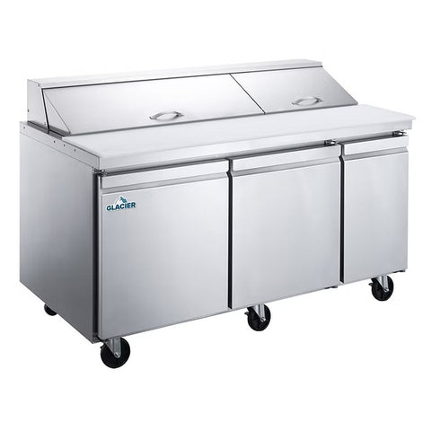 Glacier GST-72-18 - 72.5" Refrigerated Prep Table with Three Doors