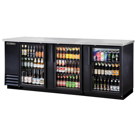 True TBB-4G-HC-LD - 90.4" Bar Cooler with Three Swinging Glass Doors