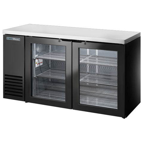 True TBB24-60-2G-Z1-SFT-B-1 - 60.2" Bar Cooler with Two Swinging Glass Doors
