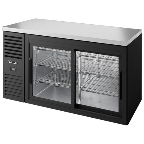 True TBR60-RISZ1-L-B-11-1 - 60" Bar Cooler with Two Sliding Glass Doors