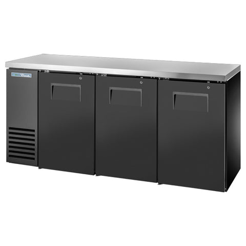 True TBB24-72-3S-Z1-SFT-B-1 - 72.2" Bar Cooler with Three Swinging Solid Doors