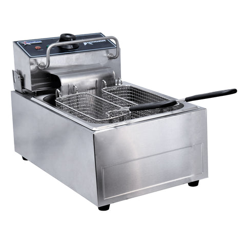 Omcan 39371 - 6 qt (7 Liters) Single Countertop Electric Fryer – 220V, 1Ph, 2500W