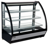 Omcan 48352 - 48″ Three (3) Shelf Refrigerated Floor Showcase with Curved Glass, 22 cu.ft. (633L), Black