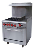 Omcan 46025 - 36″ Commercial Gas Range with 4 Burners, 12″ Griddle and Standard Oven – Natural Gas