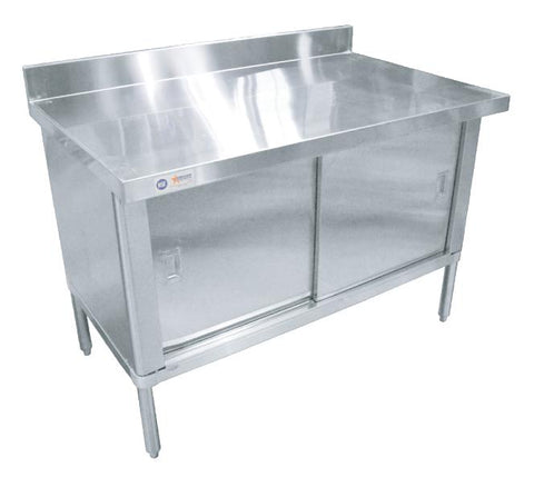 Omcan - Stainless Steel Work Table with Cabinet & Backsplash - 30" Deep