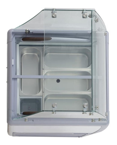 Omcan 47742 - 26″ Four (4) Pan Gelato Dipping Cabinet with Flat Sneeze Guard