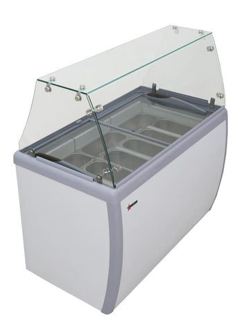 Omcan 47743 - 50″ Nine (9) Pan Gelato Dipping Cabinet with Flat Sneeze Guard
