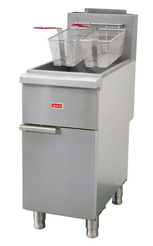 Omcan 48636 - 35-40 lb Tube-Fired Liquid Propane Gas Floor Fryer – 90,000 BTU