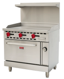 Omcan 48189 - 36″ Commercial Gas Range with 36″ Griddle and Standard Oven 93,000 BTU – Natural Gas