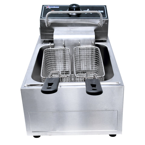 Omcan 39371 - 6 qt (7 Liters) Single Countertop Electric Fryer – 220V, 1Ph, 2500W
