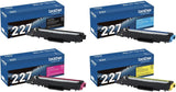 NEW Brother Genuine TN227BK, TN227C, TN227M, TN227Y High Yield 4-Color Toner Cartridge Set, Black Cyan Magenta & Yellow, TN227