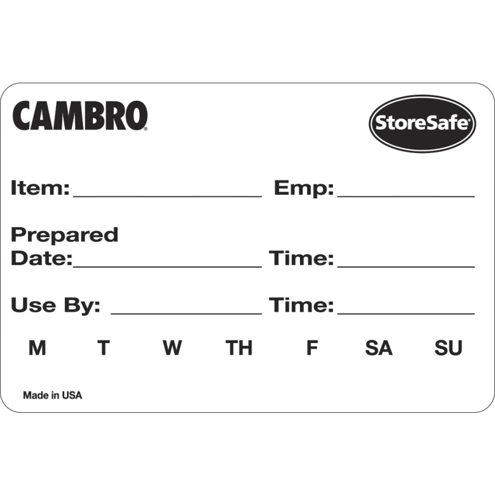 Cambro 68914 - StoreSafe Rectangular Dissolvable Food Rotation Label ...