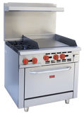 Omcan 46026 - 36″ Commercial Gas Range with 2 Burners, 24″ Griddle and Standard Oven – Natural Gas