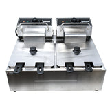 Omcan 39372 - 6 qt (7 Liters) Double Countertop Electric Fryer – 220V, 1Ph, 2500W (x2)