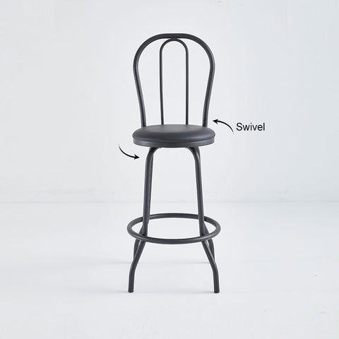 Direct Chairs B-48-BL-VY-BLA-SWIVEL - Swivel bar stool with black vinyl seat