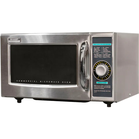 Sharp R21LCFS - Commercial Microwave Oven, 1.0 Cu. Ft., 1000 Watt, Dial Control