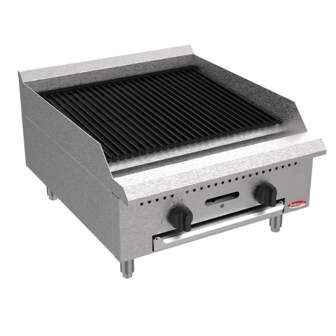 BakeMax BACGG24 Commercial Countertop 24 Inch Radiant Gas Charbroiler - 60,000 BTU