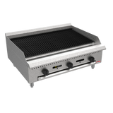 BakeMax BACGG36 Commercial Countertop 36 Inch Radiant Gas Charbroiler - 90,000 BTU