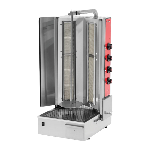 BakeMax BMDN1522R4 Commercial Heavy-Duty 4-Burner Gas Shawarma / Donair Machine