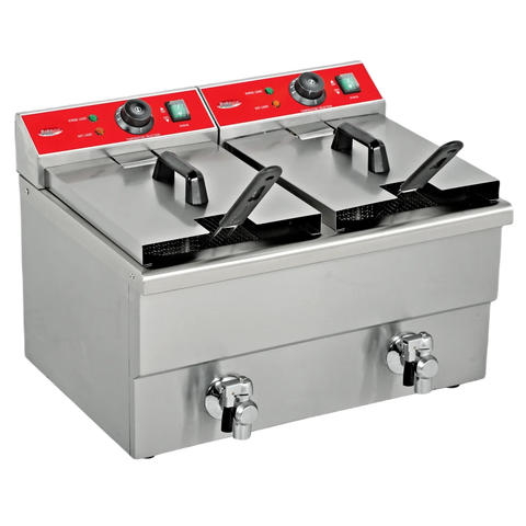 BakeMax BMFE020 Heavy Duty Countertop Double Mini Electric 12 Liter Fryer