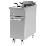 BakeMax BMPLS7FE010 Heavy Duty Commercial Electric Floor Model 18L / 40lbs. Fryer with Lift Up Heating Elements