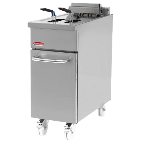 BakeMax BMPLS7FE010 Heavy Duty Commercial Electric Floor Model 18L / 40lbs. Fryer with Lift Up Heating Elements
