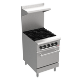 BakeMax BAS24O Commercial 24 Inch Wide 4-Burner Gas Range with Bakery Oven - 130,000 BTU