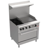 BakeMax BAS36-12 Commercial 36 Inch Wide 2 Burner Gas Range with 24 Inch Griddle and Bakery Oven