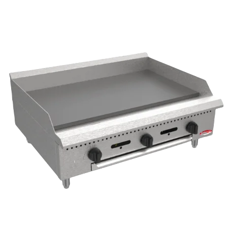 BakeMax BACG36 Commercial Countertop 36 Inch Manual Gas Griddle - 90,000 BTU