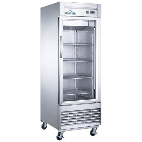Glacier GF-1G - 27.5" Single Glass Door Display Freezer