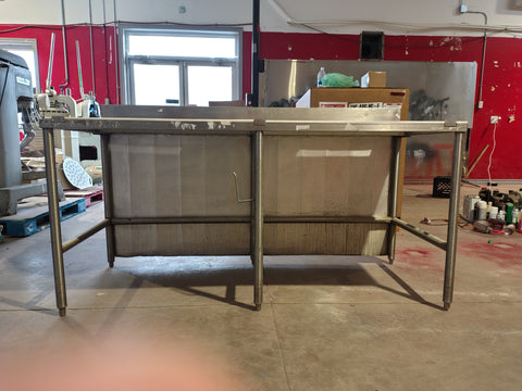 Used - Stainless Steel Top and Legs Work Table with Sani-Kleen Cut Table Top with Adjustable Bullet Feet