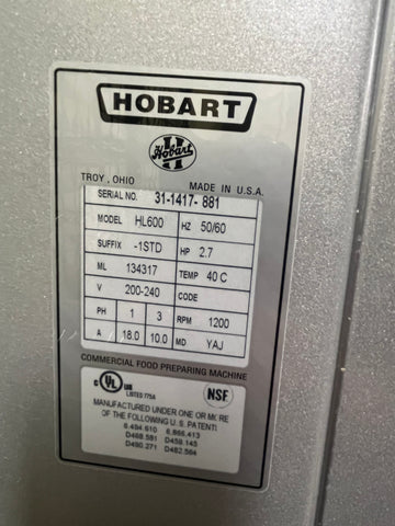 FULLY SERVICED - Hobart HL600 - 60 Qt. Planetary Mixer