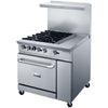 Inferno IR36-4B-12G - 36" Commercial Gas Range with 4 Open Burners and 12" Griddle