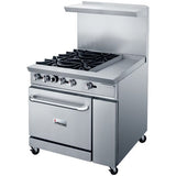 Inferno IR36-4B-12G - 36" Commercial Gas Range with 4 Open Burners and 12" Griddle