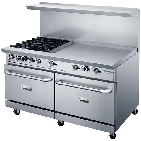 Inferno IR60-4B-36G - 60" Commercial Gas Range with 4 Open Burners and 36" Griddle