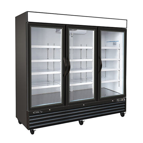 Kool-It KGF-72DV - 81" Triple Swinging Glass Door Display Freezer - 72 Cu. Ft.