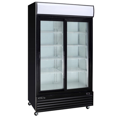 Kool-It KSM-36 - 44" Double Sliding Glass Door Display Cooler - 31 Cu. Ft.