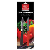 Omcan - 4" Paring Knife Set, Black / Red Handles, 2 Set