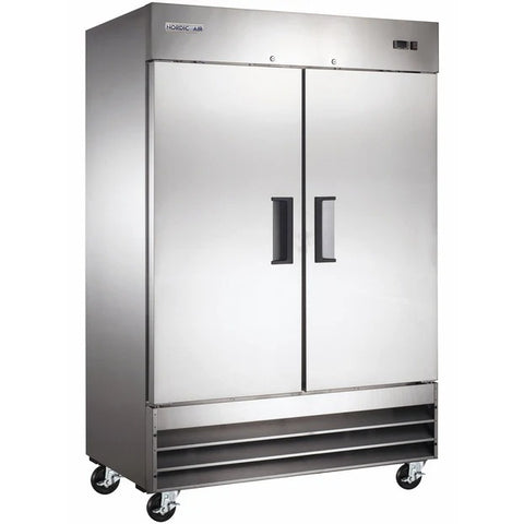 NEW - Nordic Air SR-54 Double Solid Door 54" Wide Stainless Steel Refrigerator