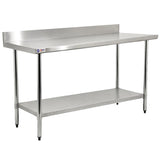 Omcan - Standard Stainless Steel Work Table with Backsplash & Undershelf - 30" Deep