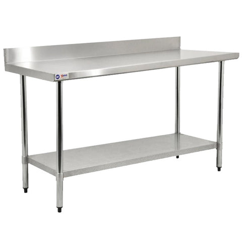 Omcan - Standard Stainless Steel Work Table with Backsplash & Undershelf - 24" Deep