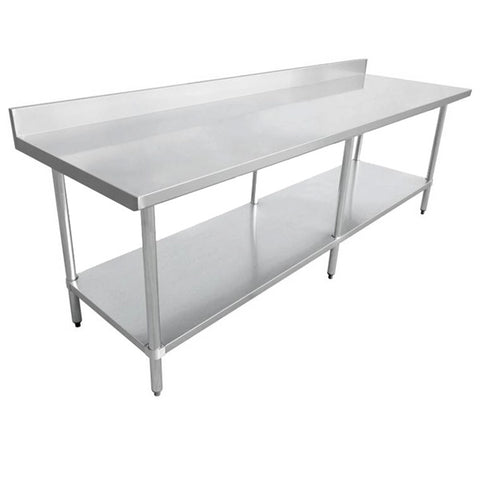 Omcan - Standard Stainless Steel Work Table with Backsplash & Undershelf - 30" Deep