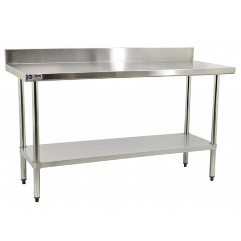 Omcan Elite Series - Stainless Steel Work Table with Backsplash & Undershelf - 24" Deep