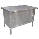 Omcan - Stainless Steel Work Table with Cabinet - 30" Deep, Overhanging Edge