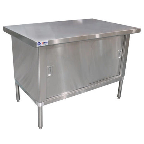Omcan - Stainless Steel Work Table with Cabinet - 30" Deep, Overhanging Edge