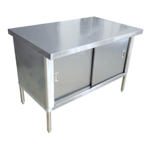 Omcan - Stainless Steel Work Table with Cabinet - 30" Deep, Flush Edge